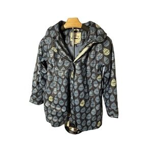 Hatley Raincoat Girls Size 12 Blue Plaid Raindrop Fleece Lined Hooded Jacket